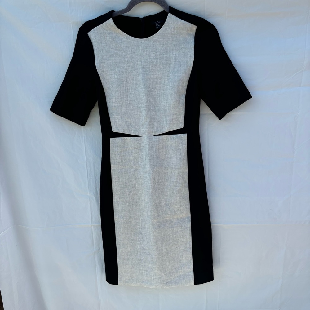 COS Size 4 Gray Black Short Sleeve Women’s $128 Small S Dress